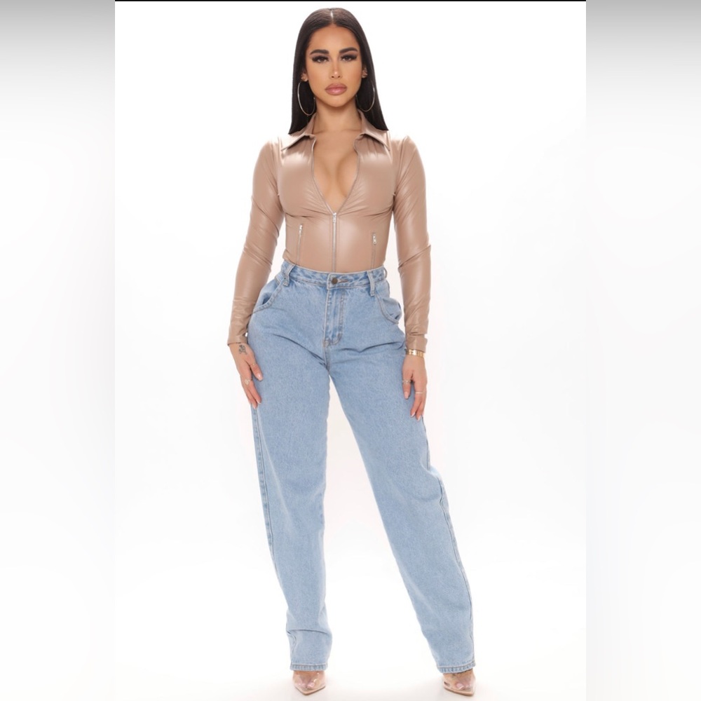 Biker Baddie Zip Front Bodysuit - Mocha